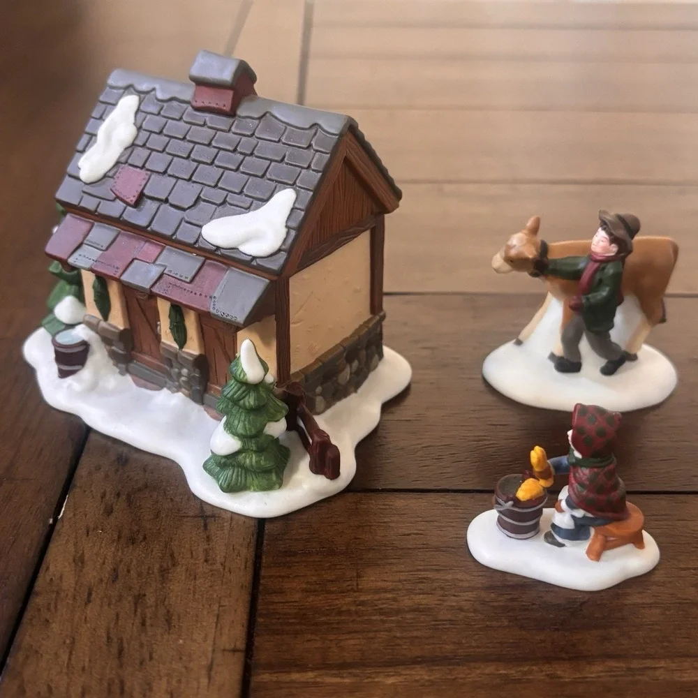 Department 56 Heritage Village Tending the New Calves Set of 3 Porcelain EUC